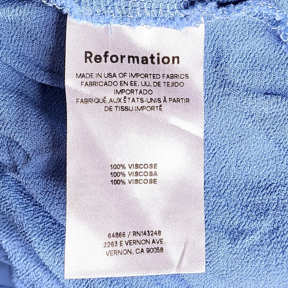Reformation Cowl Neck Sleeveless Mini Dress Womens Size 8 Blue Crepe Sustainable - Picture 11 of 14
